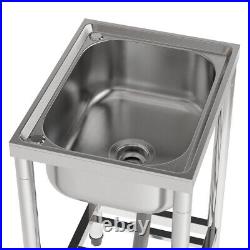 Square Stainless Steel Kitchen Sink Deep Single 1.0 Bowl With Shelf Drainer Unit
