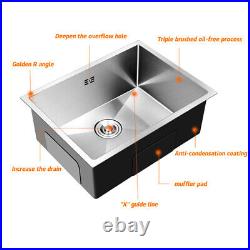 Square Stainless Steel Kitchen Sink Undermount Large Super Deep Single Bowl