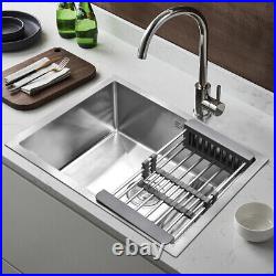 Square Stainless Steel Kitchen Sink Undermount Large Super Deep Single Bowl