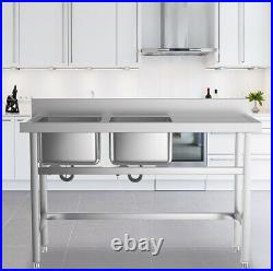 Stainles Steel Kitchen Sink Standing Catering with Bowl Side Platform Commercial