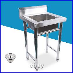 Stainless Commercial Catering Sink Kitchen Restaurant Washing Table Single Bowl