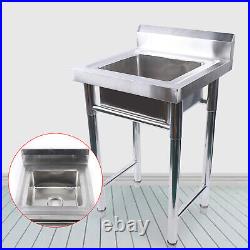 Stainless Commercial Kitchen Catering Sink Single Bowl with Drainer & Backsplash