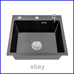 Stainless Home Kitchen Sink Built-in Single Bowl Sink with Pipe & Soap Dispenser