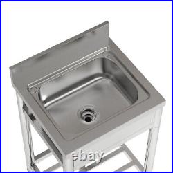 Stainless Steel Catering Kitchen Sink Square Single Bowl Shelf Drainer Waste Kit