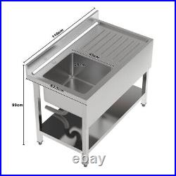 Stainless Steel Catering Sink Commercial Kitchen Drainer Unit Storage Equipment