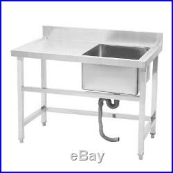 Stainless Steel Commercial Catering Kitchen Single Bowl Sink with Wash Platform