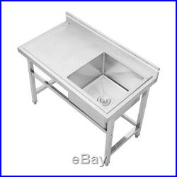 Stainless Steel Commercial Catering Kitchen Single Bowl Sink with Wash Platform