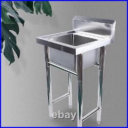 Stainless Steel Commercial Catering Kitchen Wash Table Deep Pot Sink Single Bowl