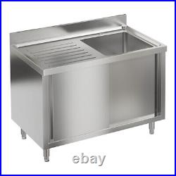 Stainless Steel Commercial Kitchen Outdoor 1.0 Single Bowl Sink with Storage Table
