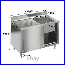 Stainless Steel Commercial Kitchen Outdoor 1.0 Single Bowl Sink with Storage Table
