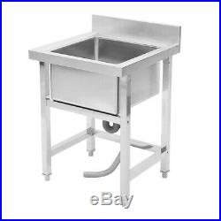 Stainless Steel Commercial Sink Single Bowl Catering Kitchen Basin Wash Unit NEW