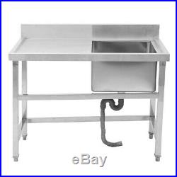 Stainless Steel Commercial Sink Single Bowl Kitchen Catering Prep Table WasteKit