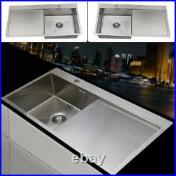 Stainless Steel Inset Square Kitchen Sink Single Bowl Reversible Drainer LH / RH