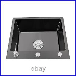 Stainless Steel Kitchen Sink Built-in Single Bowl Sink withPipe & Soap Dispenser
