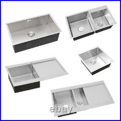 Stainless Steel Kitchen Sink Handmade Single/Twin/1.5 Bowl Drainer Waste Kits