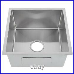 Stainless Steel Kitchen Sink Single Bowl Basin Catering Undermount 44x44x21cm