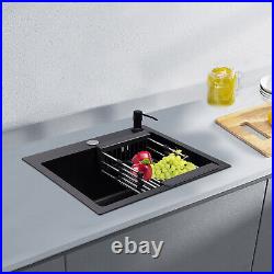 Stainless Steel Kitchen Sink Single Bowl Inset Basket withDrainer + Soap Dispenser