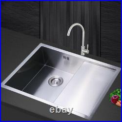 Stainless Steel Kitchen Sink Single Bowl Inset LH/RH Drainer Handmade Sink Waste