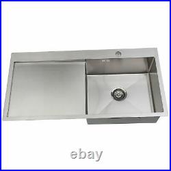 Stainless Steel Kitchen Sink Single Bowl Inset LH/RH Drainer Handmade Sink Waste