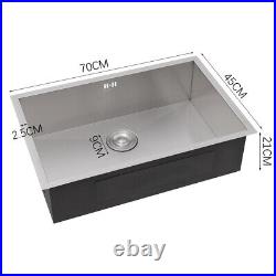 Stainless Steel Kitchen Sink with Waste Kit Handmade Single Bowl Sink Large 70cm