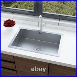 Stainless Steel Large Single Bowl Kitchen Sink Rectangular 70x45cm Free Waste UK