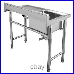 Stainless Steel Mount Standing Kitchen Sink Single Bowl Commercial Catering