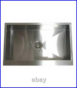 Stainless Steel Single Bowl Flat Apron Farmhouse Kitchen Sink 33 x 21 16 G