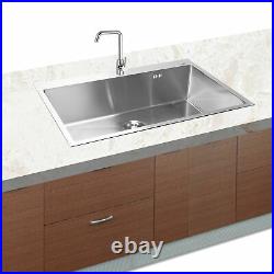 Stainless Steel Single Bowl Sink Kitchen Sink 32x22x8.3 Topmount 16 Gauge UK