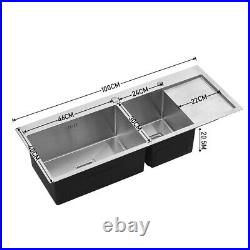 Stainless Steel Single Double Bowl Kitchen Laundry Washing Sink & Plumbing Waste