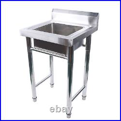 Stainless Steel Single Sink Bowl with Legs Cafe Kitchen Sink Laundry Mop Trough