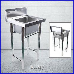 Stainless Steel Standing Kitchen Sink Freestanding Hand Wash Sink Single Bowl