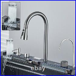Stainless steel 46X75 cm Kitchen Sink with Mixer Taps Pull out Spray single bowl