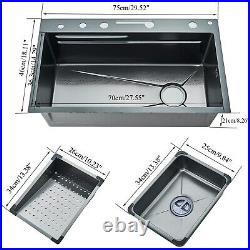 Stainless steel 46X75 cm Kitchen Sink with Mixer Taps Pull out Spray single bowl