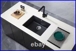 Undermount Granite Sink with Overflow Hole Dark Grey Granite Single Bowl Sink