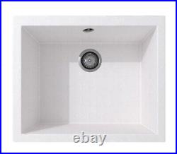 Undermount Kitchen Sink Single Bowl White Finish Square 440mm x 440mm