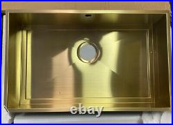 Undermount single bowl gold brass kitchen sink