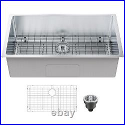 VEVOR 32 Undermount Kitchen Sink Single Bowl Basin Stainless Steel Kitchen Bar