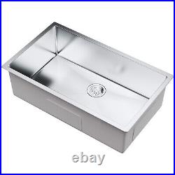 VEVOR 32 Undermount Kitchen Sink Single Bowl Basin Stainless Steel Kitchen Bar