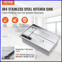 VEVOR 33 Kitchen Sink Top Mount Single Bowl Basin Stainless Steel Kitchen Bar