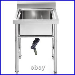 VEVOR Kitchen Wash Table Deep Sink Large Bowl with Waste Outlet Stainless Steel