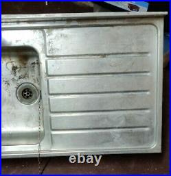 VINTAGE 1950's Double Drainer STAINLESS STEEL Metal Single Bowl Kitchen Sink
