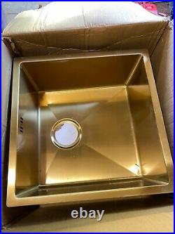 Vallamo Designer Single Bowl Brushed Gold/Stainless Steel