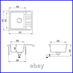 VidaXL Granite Kitchen Sink Single Basin Overmount Basket Strainer Black/Grey