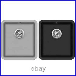 VidaXL Granite Kitchen Sink Single Basin Undermount Basket Strainer Black/Grey