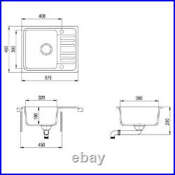 VidaXL Granite Kitchen Sink Single Basin White Basket Strainer Wash Bowl Basin