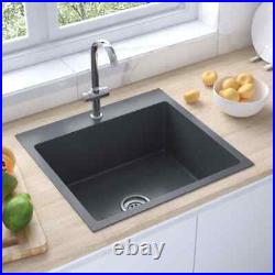 VidaXL Handmade Kitchen Sink Black Stainless Steel Utility Set Single Bowl Steel