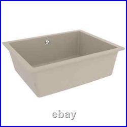 VidaXL Kitchen Sink with Overflow Hole Beige Granite Single Bowl Waste Kit