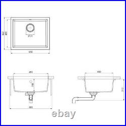 VidaXL Kitchen Sink with Overflow Hole Beige Granite Single Bowl Waste Kit