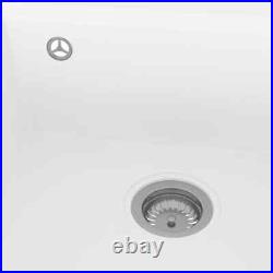 VidaXL Kitchen Sink with Overflow Hole White Granite Single Bowl Waste Kit