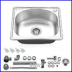 Voilamart Kitchen Sink Single Square Bowl Stainless Steel Plumbing Waste Drainer